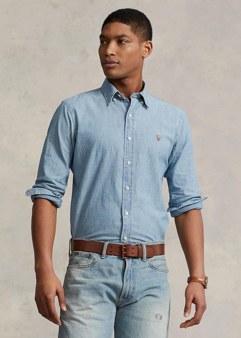 ポロ ラルフ ローレン シャツ メンズ 青 カスタム フィット Chambray XRLQZ0714